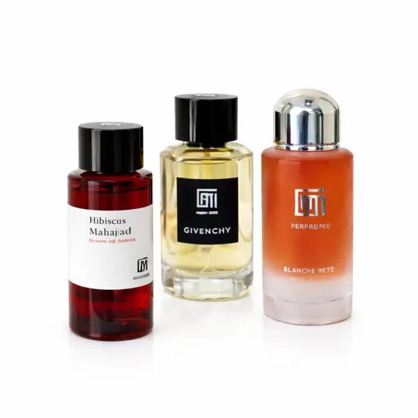 طقم عطور هدايا فاخر من مي للعود والعطور الإمارات - صندوق هدايا ملكي يحتوي على تشكيلة عطور وعود.